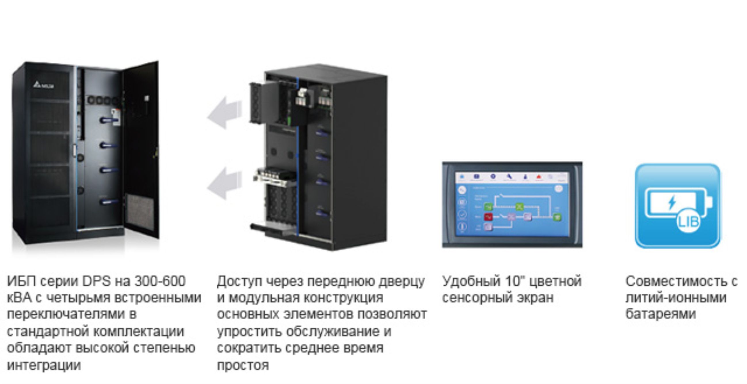 ИБП Ultron серии DPS, 3 фазы, 300 400 500 600 800 1000 1200 кВА