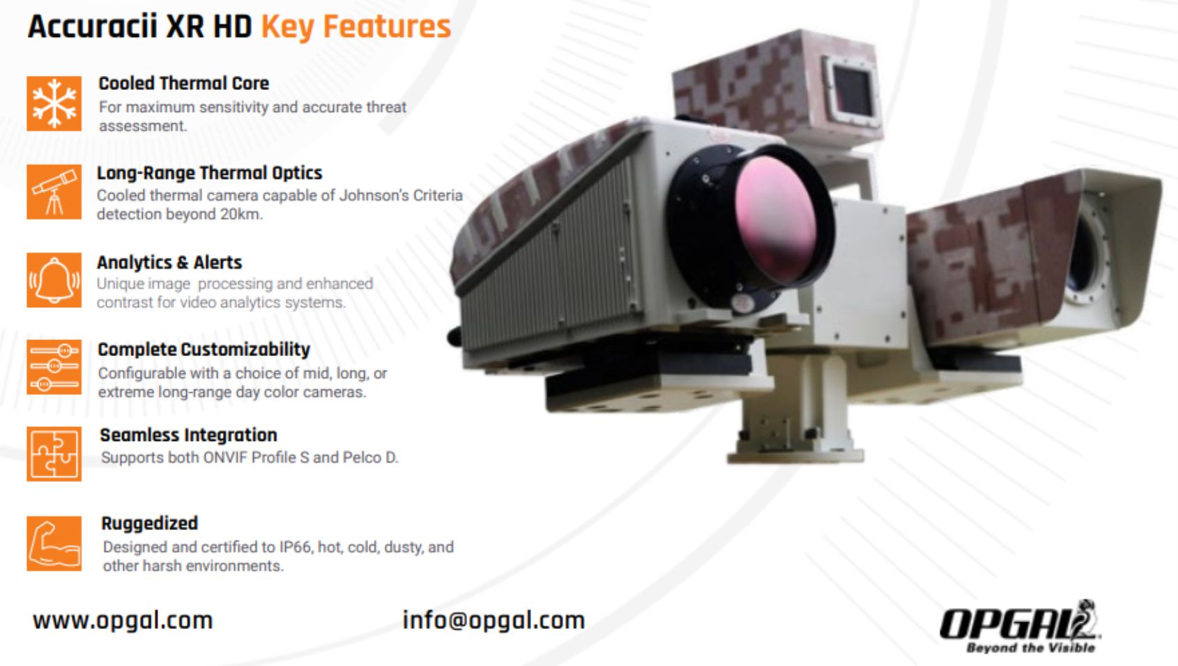 Opgal ACCURACII XR Система с охлаждаемой тепловизионной камерой дальнего  действия и PTZ-камерой высокой четкости видимого диапазона